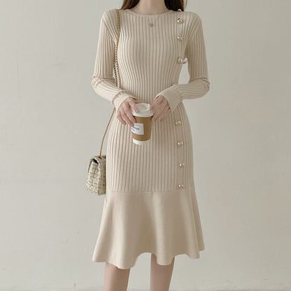【Dress】春秋ニットフォーマルワンピース   W8031