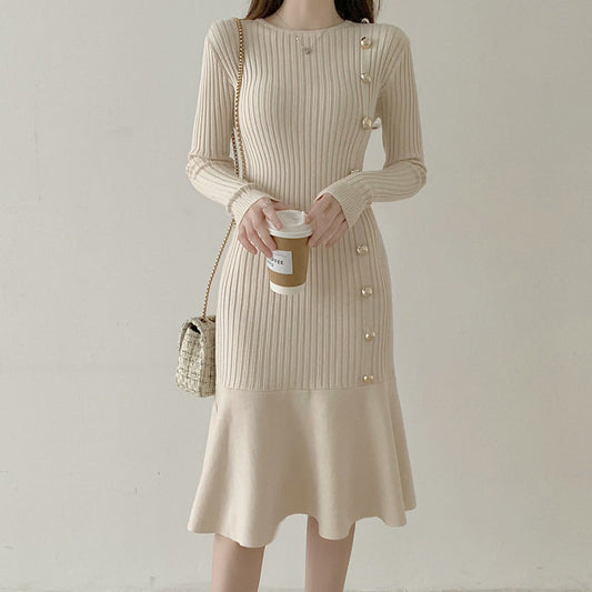 【Dress】春秋ニットフォーマルワンピース   W8031