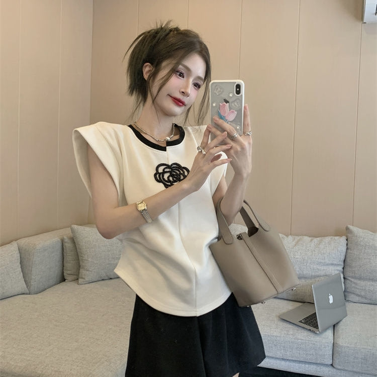 【Tops】不規則ネックラインTシャツ T01461