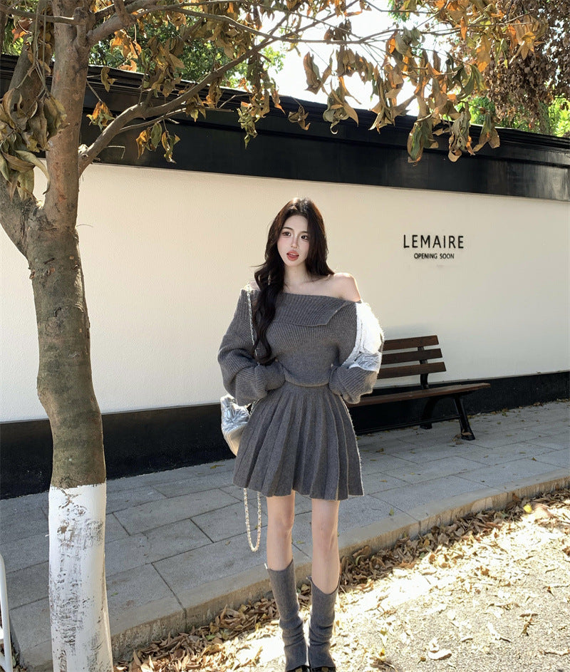 【Dress】リボン付きニットワンピース　Z8255
