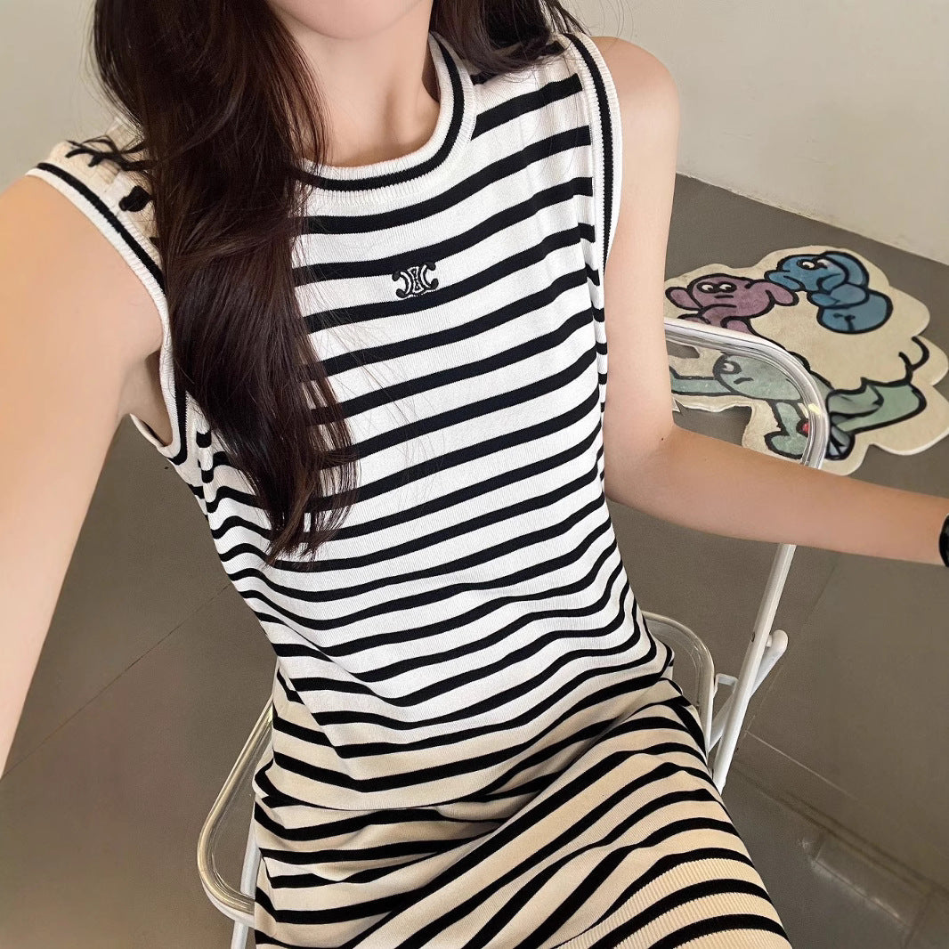 【Dress】ストライプ柄ワンピース T01619