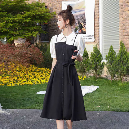 【Dress】フェイクレイヤードワンピース    W11129