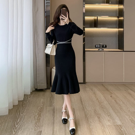 【Dress】マーメイドワンピース黒　Z7834