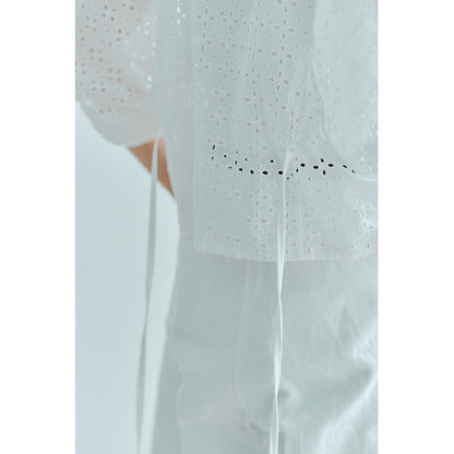 【Tops】キャミソール付き透かし彫りトップス T01686