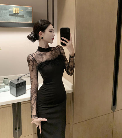 【Dress】レース切替ワンピース　Z7690
