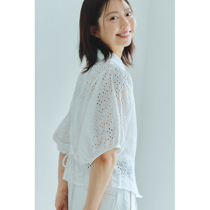 【Tops】キャミソール付き透かし彫りトップス T01686