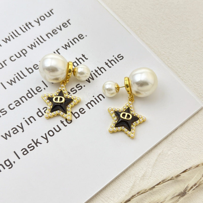 【雑貨】★パール縁どりスターピアス T01811