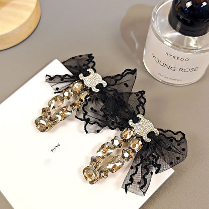 【雑貨】キラキラレースリボンのヘアクリップ T01838