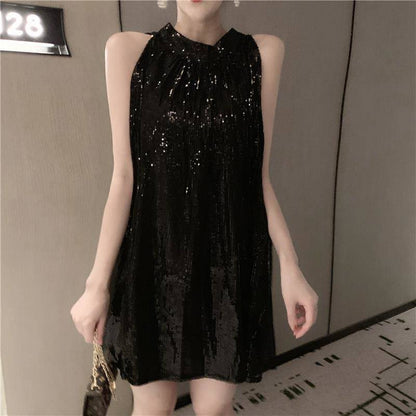 【Dress】キラキラ膝丈ワンピース　Z6817