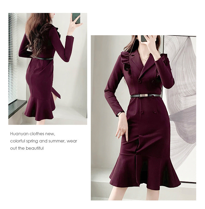 【Dress】オフィス通勤フリルワンピース　Z8171