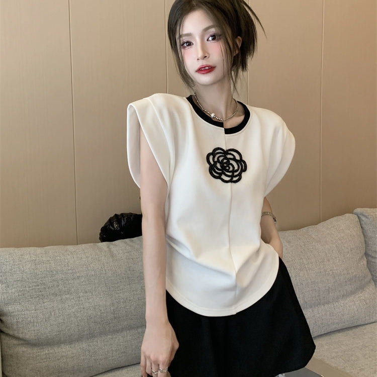 【Tops】不規則ネックラインTシャツ T01461