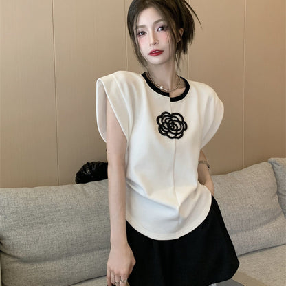 【Tops】不規則ネックラインTシャツ T01461