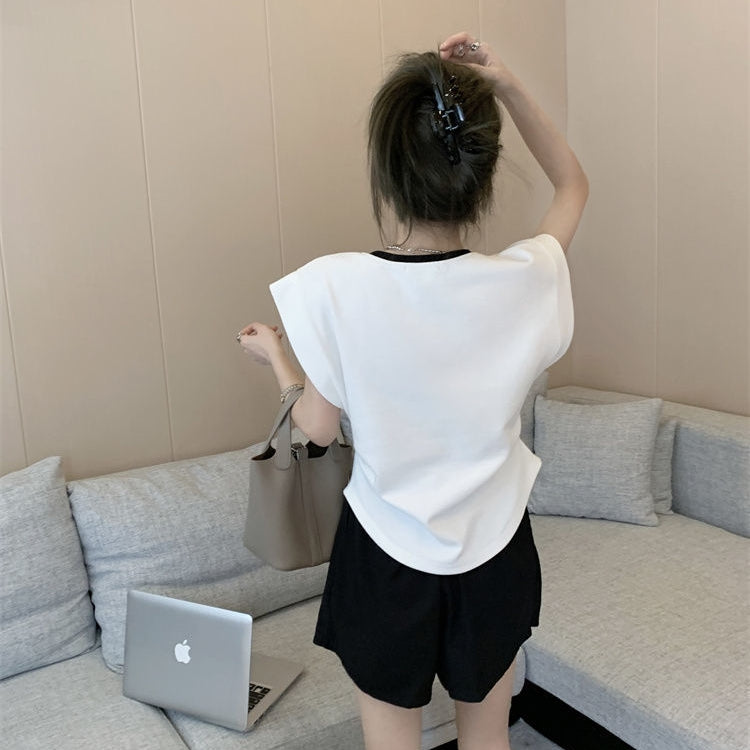 【Tops】不規則ネックラインTシャツ T01461
