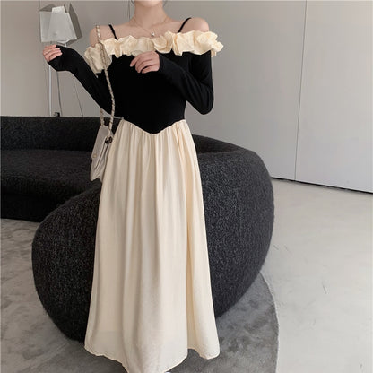 【Dress】ワンショルダー長袖ドレス T01212