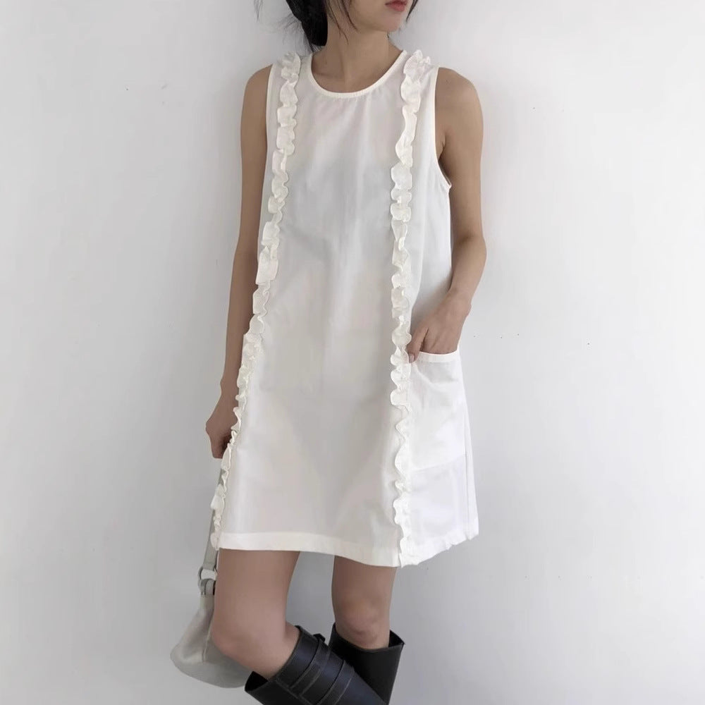 【Dress】パッチワークフリルベストドレス T01687