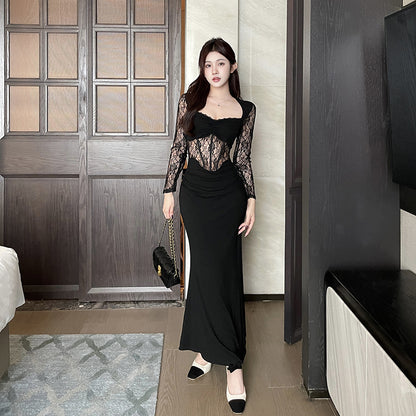 【Dress】レース切替ワンピース　Z7759