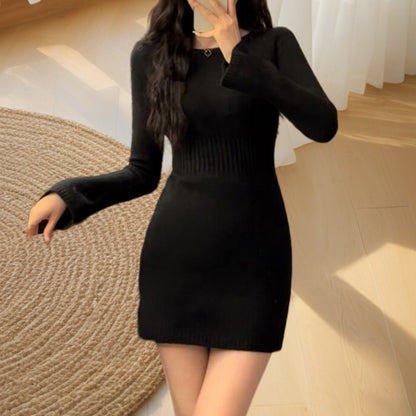 【Dress】ウエスト透かし彫りタイトワンピース　W14575