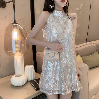 【Dress】キラキラ膝丈ワンピース　Z6817