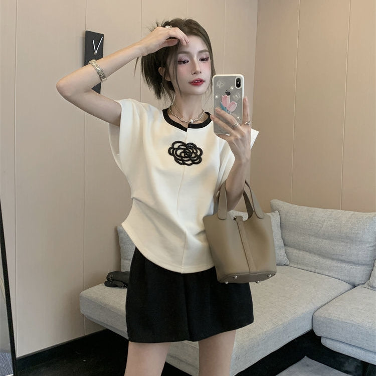 【Tops】不規則ネックラインTシャツ T01461