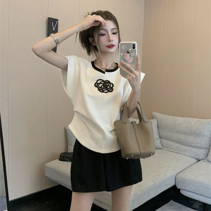 【Tops】不規則ネックラインTシャツ T01461