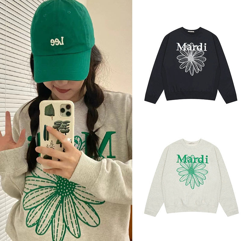 【Tops】デイジー刺繍プリントスウェットシャツT01520