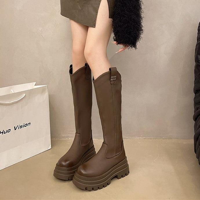 【Shoes】厚底ロングブーツ　　Ｗ14690