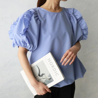 【Tops】フリル半袖シャツ T01693