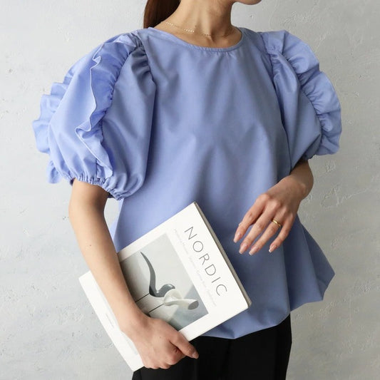 【Tops】フリル半袖シャツ T01693