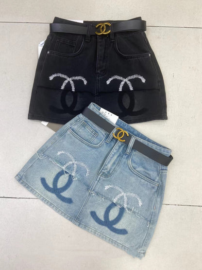 【Bottoms】2色展開デニムスカート   W14319