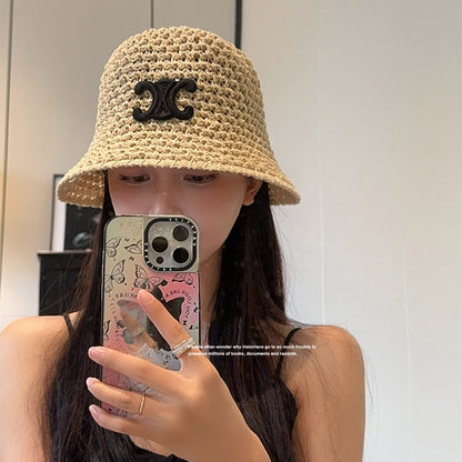 【雑貨】春夏リバーシブルのかぎ針編みバケットハット T01513