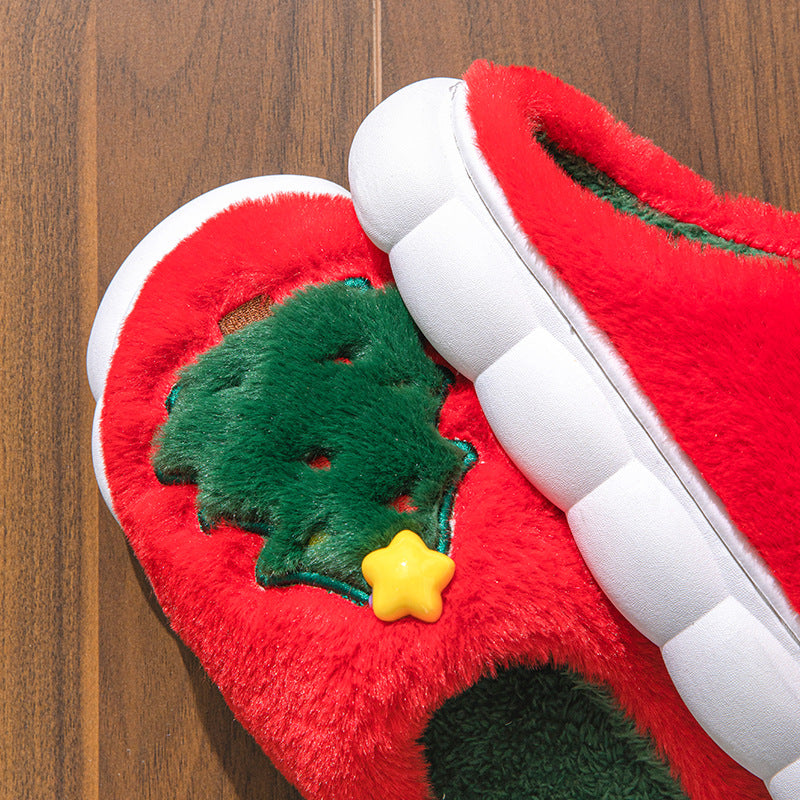 【Shoes】裏起毛厚手クリスマススリッパ T01133
