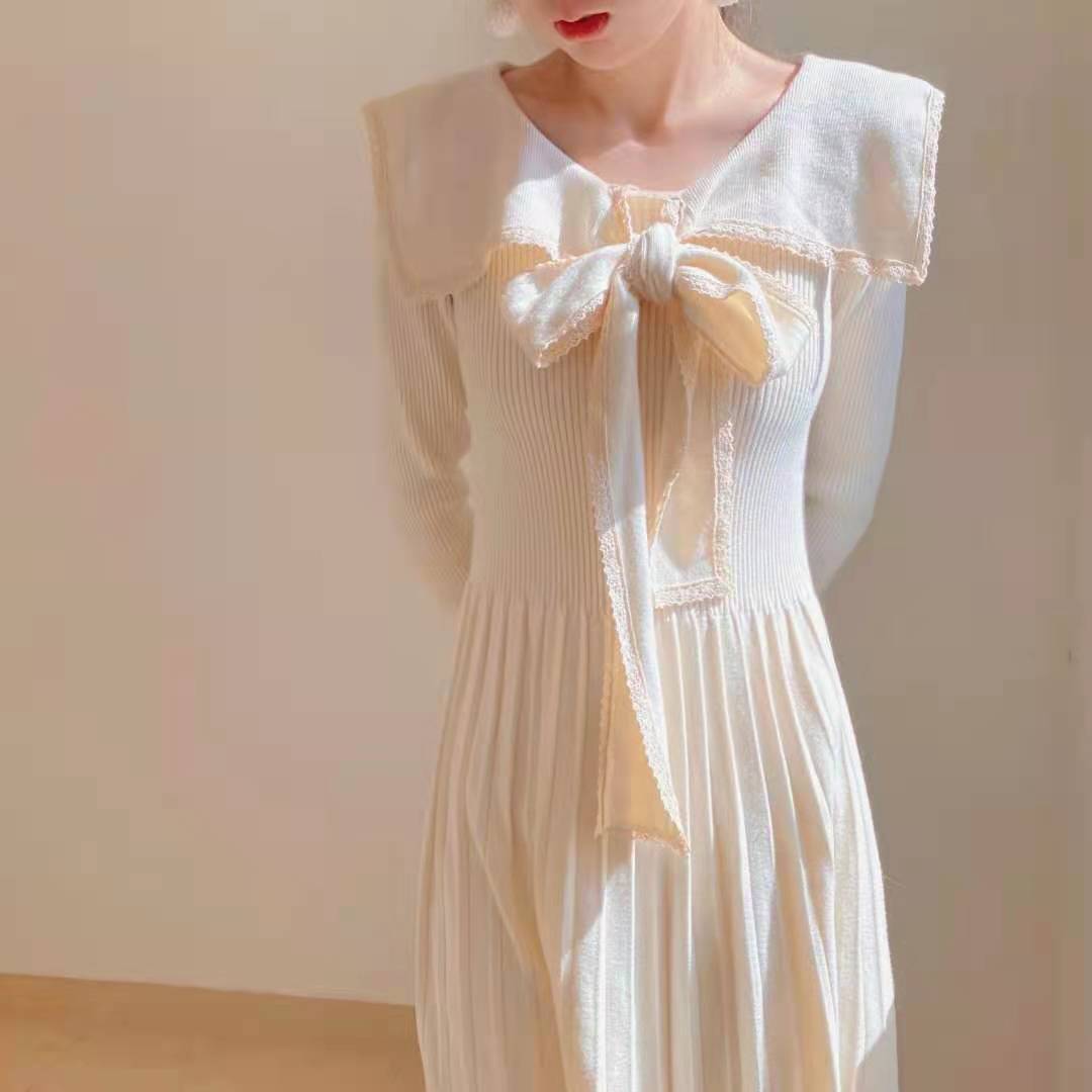 【Dress】新入荷～リボンニットワンピース    W9713