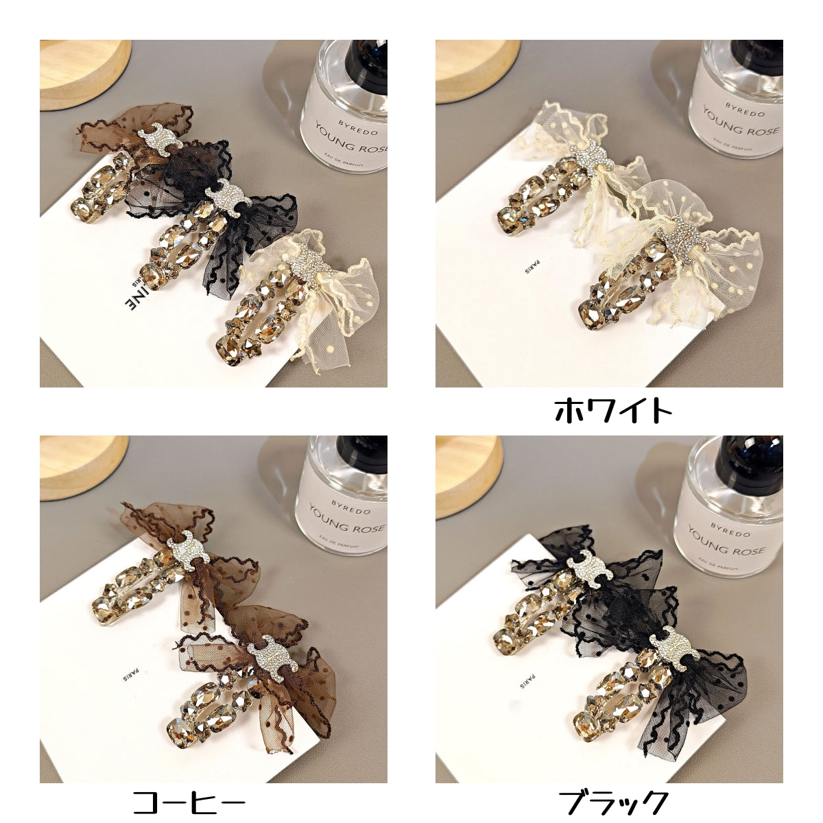 【雑貨】キラキラレースリボンのヘアクリップ T01838