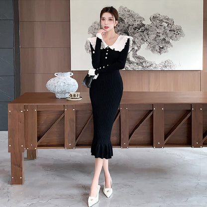【Dress】きれいめニットワンピース   Z8079
