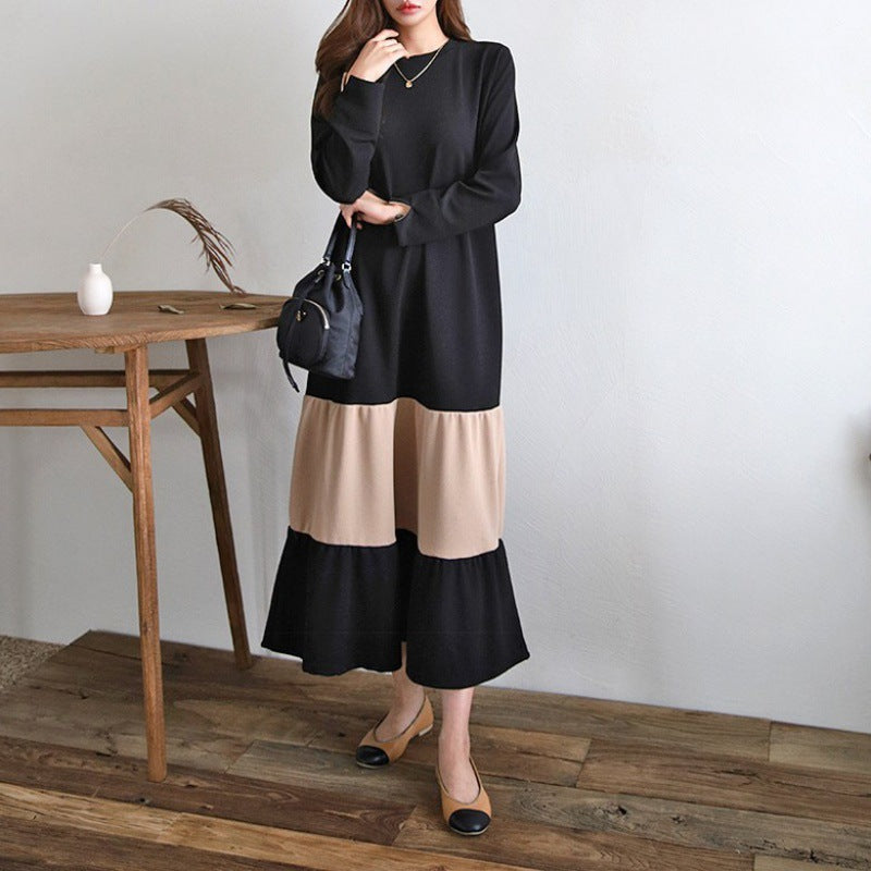 【Dress】ロング丈配色ワンピース　Z7836