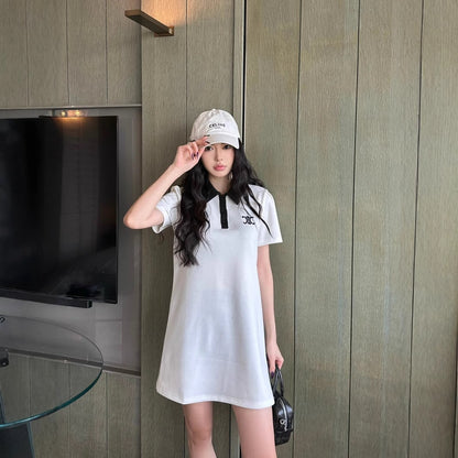 【Dress】新入荷～POLOネック半袖ワンピース  T01579
