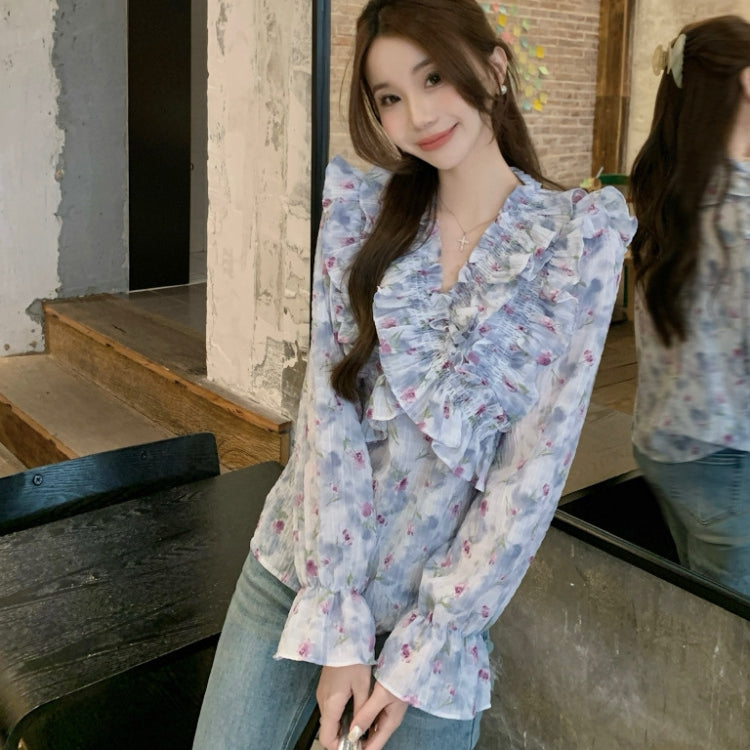 【Tops】パフスリーブVネックシャツ T01849
