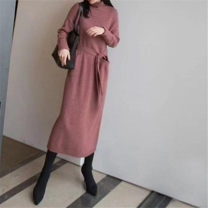 【Dress】4色ハイネックニットワンピース　W9486