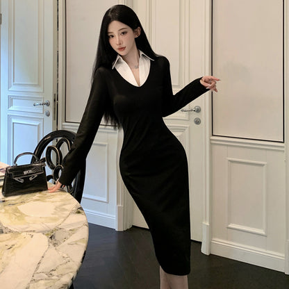【Dress】配色タイトワンピース　Z7691
