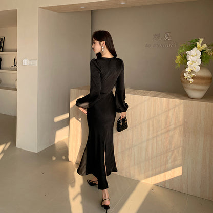 【Dress】マーメイドワンピース黒　Z7564