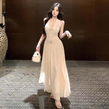 【Dress】セクシーバックレスプリーツウエストドレス T01412