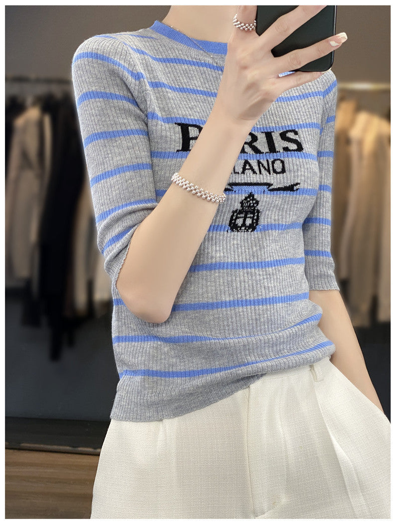 【Tops】ボーダー柄長袖Tシャツ    W13216