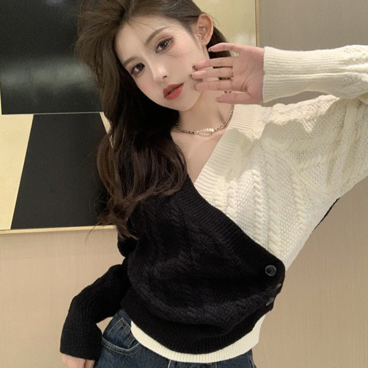 【Tops】配色ニットセーター　Z8211