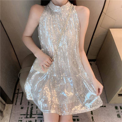 【Dress】キラキラ膝丈ワンピース　Z6817