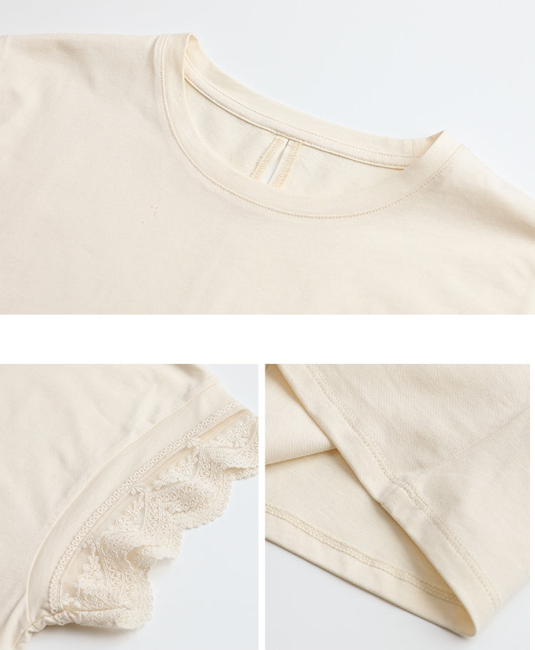 【Tops】レーススリーブTシャツ T01653