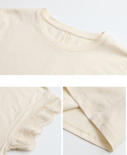 【Tops】レーススリーブTシャツ T01653