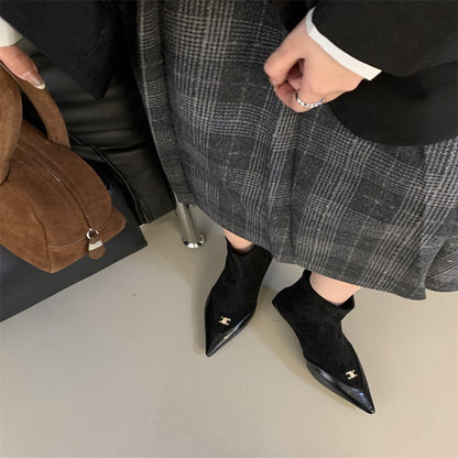 【Shoes】切替デザインハイヒールブーツ　Z7822