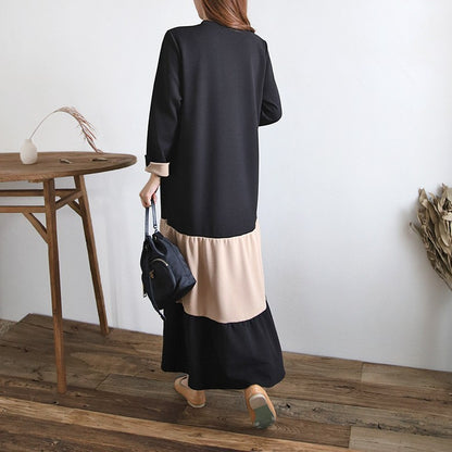 【Dress】ロング丈配色ワンピース　Z7836