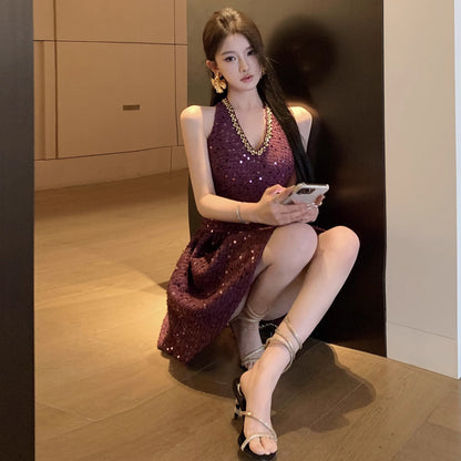 【Dress】スパンコールデザインワンピース T01410