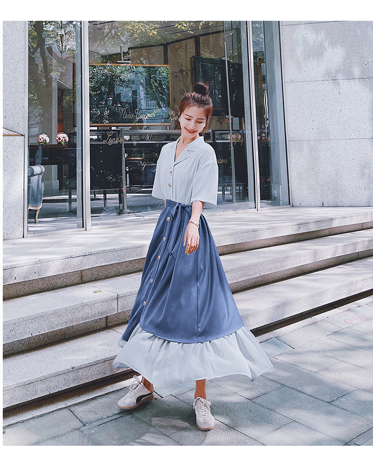 【Dress】切り替えデザインシャツワンピース　W10848
